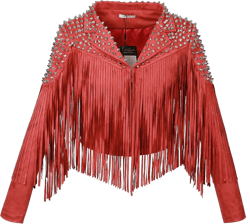 Fashion SX Women's fashionable short style rivet decoration tassel faux fur motorcycle jacket