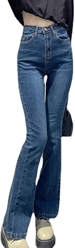Women Vintage Stretch Flare Jeans High Waisted Skinny Bell Bottom Denim Pants Casual Slim Butt Lift Wide Leg Jean Medium Blue