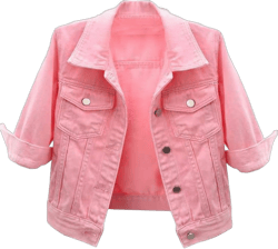 Locachy Womens 3/4 Sleeve Short Denim Jacket Lapel Button Down Cropped Trucker Jean Jackets Coats X-Small Pink