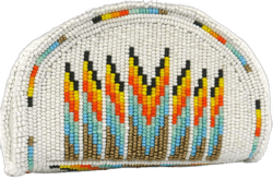 Beaded Coin Purse, Change Purse For Women, Zippered Change Pouch Wallet, Small Leather Pouch, designer key pouch (White Golden Pattern-2)