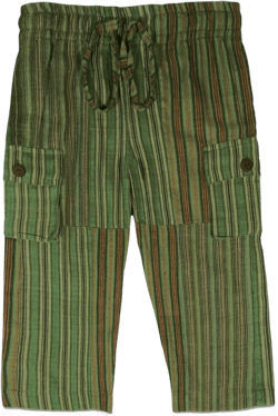 Soul Flower Kids A Day at The Beach Patchwork Pants, Casual Unisex Lounge Bottoms with Cargo Pockets Medium Green