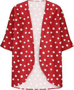 Olyvenn Savings 2024 Women's Summer Loose Kimono Cardigan 3/4 Sleeve Polka Dot Print Open Front Lightweight Chiffon Shirt Blouse Tops Red 8