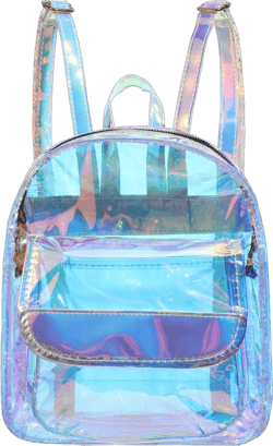 TENDYCOCO Iridescent Rave Backpack Holographic Backpack Small Clear Backpack Daypack Hologram Clear Rave Bag Transparent Backpack for Women