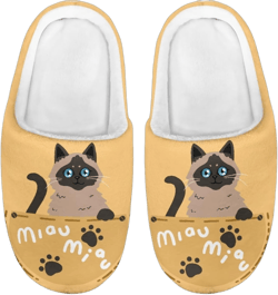 Girls Cozy House Slippers Unisex Plush Comfy House Shoes Indoor Slippers for Kids Anti-Slip 9-10 Big Kid Himalayan Cat