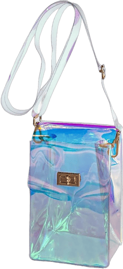ONEART Clear Iridescent Shoulder Purse, Holographic Transparent Crossbody Bag See Through Fashion Women Bag Iridescent Blue