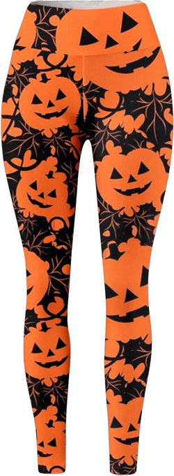 Womens Halloween Leggings with Pockets Pumpkin Printed High Waist Workout Plus Size Gym Athletic Running Yoga Pants