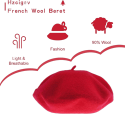 French Wool Beret Hats for Women and Girls, Vintage, Stylish Colorful Knit Warm hat, Women's Beret