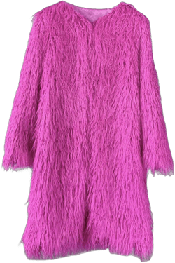 Women's Fluffy Faux Fur Long Jacket Overcoat Winter Spring Warm Outwear Parka Coat Outwear XX-Large Hot Pink