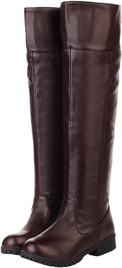 Han shan Cosplay Boots Shoes Unisex Knee High Riding Boots Leather Tall Boots 11-11.5 Brown
