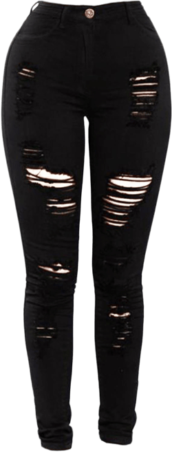 Andongnywell Women's Ripped Hole Jeans High Waisted Slim Fit Stretch Denim Pants Sexy Skinny Jeans Distressed Trousers X-Large Black