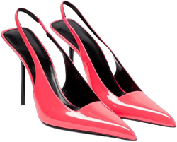 THESHY Women's Pointed Toe High Stiletto Heels Slingback Stretch Slip-on Pumps Backless Patent Leather Fashion Dress Shoes for Women 7 Pink