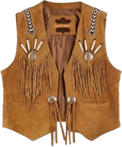 Traditional Men Brown Western Suede Leather Vest - Classic Native American Fringe Vest, Vintage Leather Beaded Tassels Cowboy Vest Waistcoat