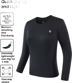 Bmai 1 Piece Of BMAI Spring And Summer Base Layer Running Magic Cube Quick-Drying Long-Sleeve Women's Round Neck Breathable Sweat-Absorbing Quick-Drying Lightweight T-Shirt, Suitable For Running, Cycling, Fitness, And Other Activities. Compression Shirt