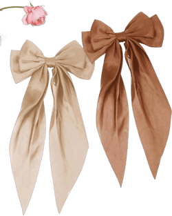 2pcs Large Bow Hair Clip Set, Soft Ribbon Bow Hair Barrettes, Metal Clips Vintage Silk Headband, Elegant Hair Accessories, Gift For Girls