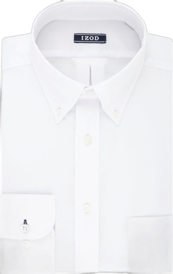 IZOD Men's Dress Shirt Regular Fit Stretch Solid Button Down Collar Large White
