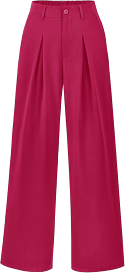 BTFBM Women High Waist Palazzo Pants Casual Wide Leg Trousers Button Down Loose Work Office Business Suit Pant Pockets X-Large Solid Rose Red