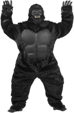 Gorilla Costume Adult Men Unisex Deluxe Onesie Suit Black Furry Gorilla Animal Jumpsuit for Halloween Carnival Cosplay Party