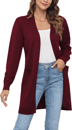 Uvplove Womens Classic Draped Kimono Cardigans Long Sleeve Open Front Casual Knit Cardigan Sweaters Coat Soft Outwear