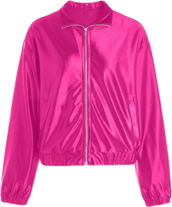 Verdusa Women's Bomber Satin Lightweight Jacket Drop Shoulder Long Sleeve Zip Up Outerwear Medium Hot Pink