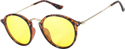 LVIOE Night Vision Glasses for Driving Women Men Classic Round Anti Glare Polarized Sunglasses LN24 A02 Tortoiseshell Frame/ Night Vision