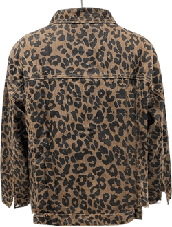 Leopard Print Jean Jackets for Women Washed Ripped Long Sleeve Button Down Distressed Fashion Shackets Jacket Western Vintage Cheetah Cropped Cotton Lightweight Jacket