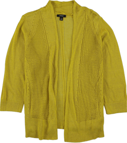 Alfani Womens Mixed Media Cardigan Sweater, Yellow, X-Large