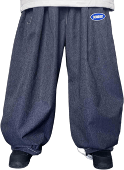 DOOREK Super Baggy Style Snow Pants for Men Women Insulated Ski Pants Unisex 3L Fabric Waterproof Cargo Snow Pants One Size Denim Blue