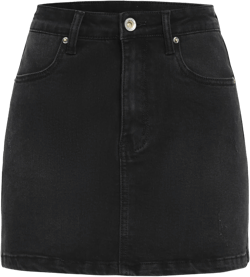 Alessia Cara Women's Casual Stretch High Waiste Short Mini Denim Skirt (Medium, Black)