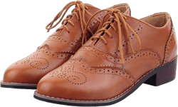 Women's Leather Lace-up Chunky Mid Heel Oxford Shoes Retro Carved Block Heel Wingtip Brogues Dress Pumps Round Toe Comfortable Casual Formal Work Shoes 9 Brown