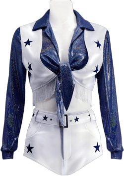 MelangCos Women's Cowboy Cheerleader Costume Girls Football Cheerleading Uniform Outfit 3X-Large Blue&white