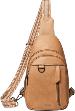 7L Sling Bag for Women Men Leather Small Sling Backpack Daypack Anti Theft Fanny Pack Crossbody Purse Travel Tan