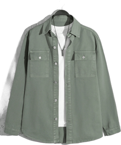 Men's Solid Color Pocket Denim Jacket
