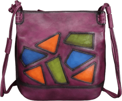 Genuine Leather Crossbody Purses for Women Satchel Purses Vintage Handmade Shoulder Bag Cowhide Handbags Purple