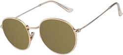 NWT LINVO Retro Round Circle John Lennon Polarized Sunglasses Gold Unisex 86358