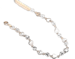 Ghojet Crystal Heart Charm Bracelet 925 Sterling Silver Fashion Heart Link Bracelet for Women & Girls -Silver