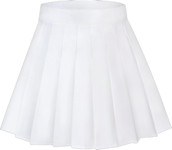 Womens Girl High Waisted Pleated Tennis Skirt A-Line Mini Skirt Uniform Athletic Cheerleader Skirt with Lining Short Small White