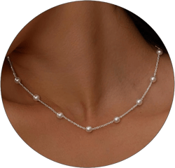 Hismart Elegant 14K Gold/Silver-Plated Faux Pearl Necklace - Dainty Choker Jewelry for Women and Girls, Perfect as a Wedding Gift