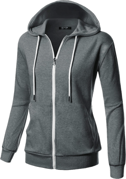 GIVON Basic Lightweight Zip Up Hoodie Long Sleeve Thin Hooded Jacket for Women with Plus Size Inside Pocket(dcf200)-deep Grey 3X-Large