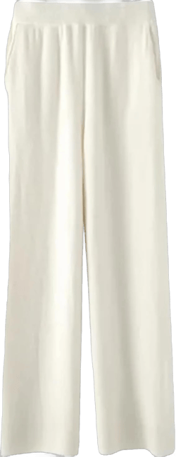 Women Cashmere Pant Autumn Winter Ladies Fashion Wide Leg Trousers Female Casual High Waist Wool Straight Pants Small White