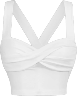 GORGLITTER Women's Twist Front Cami Crop Top Strappy Sleeveless Tank Top Large White