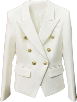 Women's Designer Jacket Classic Double Breasted Button Blazer Large White