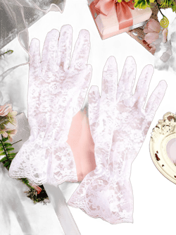 SATINIOR Ladies Lace Gloves for Women Tea Party Elegant Short Courtesy Gloves for Wedding Dinner Opera Parties White