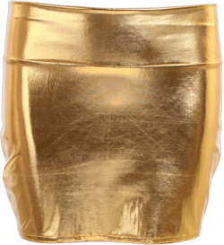 MSemis Women's Metallic Shiny PU Leather Bodycon Mini Skirt A-line Pencil Club Party Skirt Clubwear One Size Gold