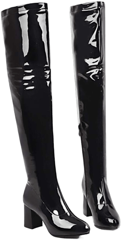 Women's Over Knee Boots Patent Leather Thigh High Boots Plus Size Shoes 8 Black