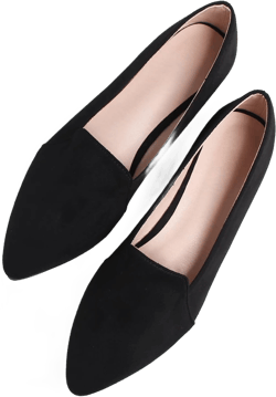 Hee grand Classic Solid Pointed Toe Ballet Flats for Women Lightweight Slip-On Loafers Comfort Walking Flats Suede Dressy Shoes 9.5 Black