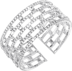 Rhinestone Bracelet for Women Multilayer Crystal Cuff Bracelet Strand Layered Bracelet Silver 3