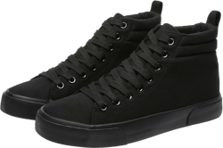 FINIWOR Womens High top Sneakers Canvas Shoes Lace up Black Sneakers Casual Shoes for Women 7 Full Black
