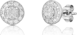 NATALIA DRAKE Small Round Halo Miracle Plate Stud 1/4 Cttw Diamond Stud Earrings for Women in Rhodium Plated 925 Sterling Silver