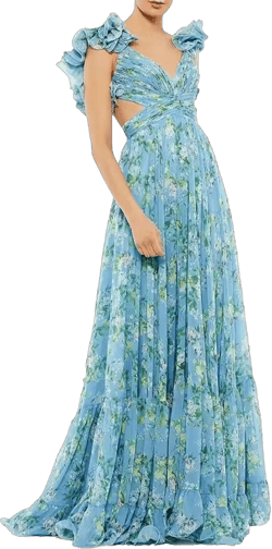 Women's Summer Floral Print Straps Sleeveless V Neck Criss Cross Backless Chiffon Beach Boho Party Long Maxi Dress (US, Alpha, Large, Regular, Regular, Light Blue)