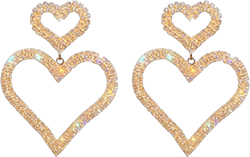 Geometric Triangle Earring Metal Simple Drop Dangle Earring Plating Gold Black Bohemian Dangling Costume Earring For Women Bar Party Fashion Jewelry Crystal double heart-shaped